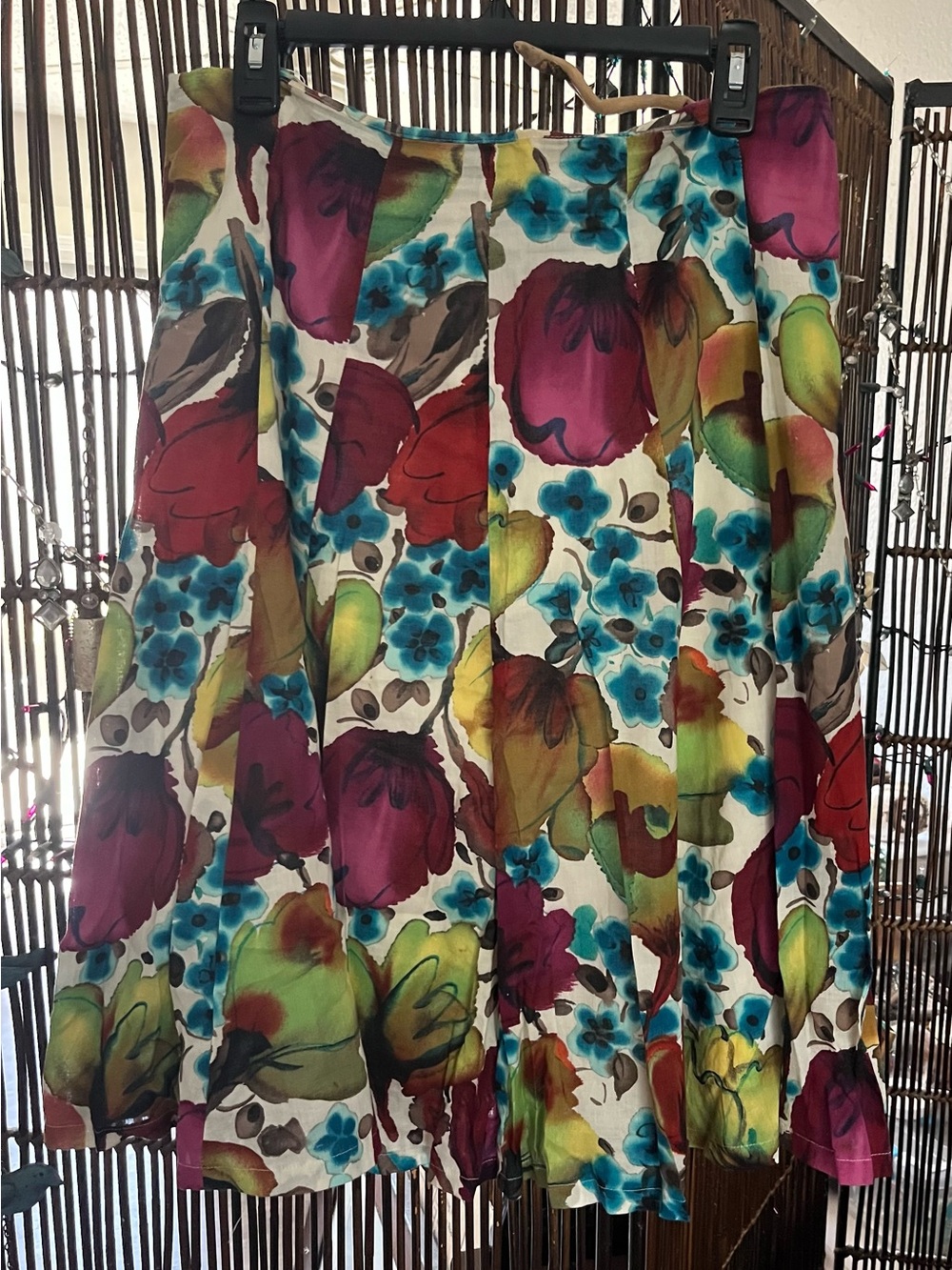 Vibrant Multicolor Floral Paneled Skirt